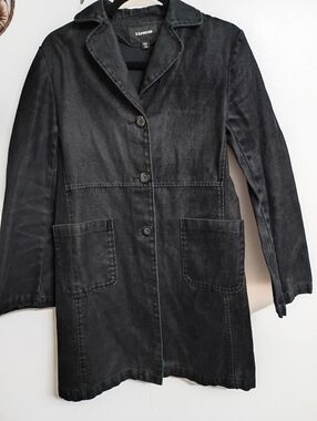 Express Black Long Blazer Jacket with Patch Pockets